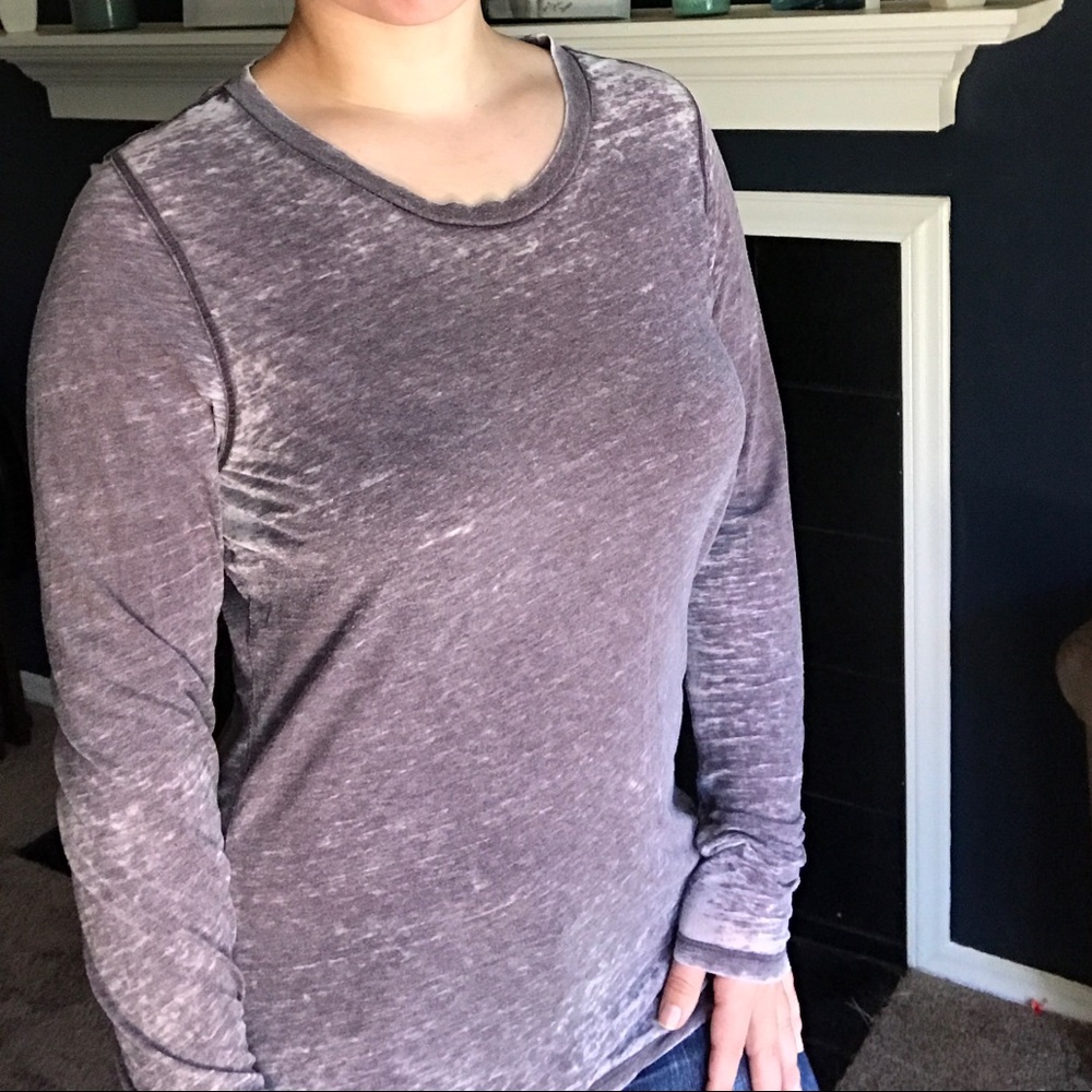 Washed purple long sleeve scoop neck